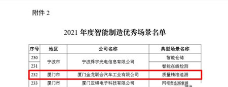 金龍客車QMS榮獲國(guó)家級(jí)“2021年度智能制造優(yōu)秀場(chǎng)景”(圖2)